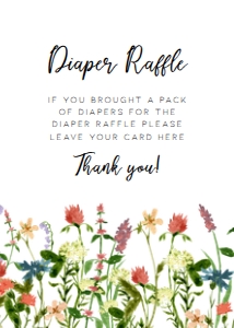 Boho Wildflower Diaper Raffle Card and Sign Add Rustic Charm to Your Baby Shower Diaper Raffle Sign, Printable Sign, Corjl Template Editable design preview