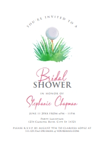 Editable Golf Themed Bridal Shower Invitation Swinging into Love Golfing Invite Printable Invitation Corjl Invitation Template design preview