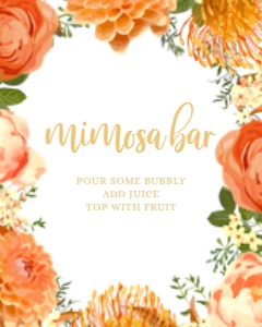 Editable Orange and White Floral Mimosa Bar, Printable Juice Labels, Custom Juice Labels, Corjl Template,  Mimosa Labels, Corjl Template design preview