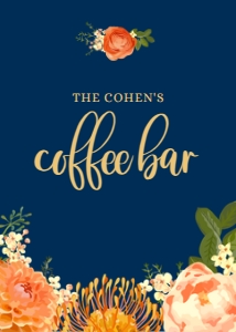 Editable Coffee Bar Sign, Printable Coffee Bar Signs, Orange and Navy Floral, Bridal Shower Sign, Floral Coffee Bar Signs, Instant Download design preview