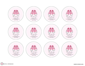 Printable Pink Baby Shoe Gift Tags and Cupcake Toppers for Baby Shower Cute Adorable Decoration High Quality Design Instant Download Corjl design preview