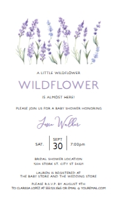 LavenderWildFlowerBabyCell: Editable Boho Wildflower Love is in Bloom Lavender Evite Text Invitation Electronic Invite Smartphone Invitation Corjl Template SMS invite