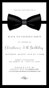 Editable Black Tie Affair Invitation Template Text Invitation Electronic Invite Smartphone Invitation Corjl Template SMS invite design preview