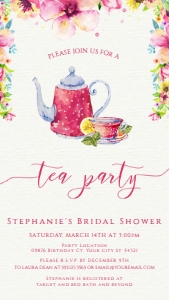 Editable Garden Tea Party Bridal Shower Digital Party Evite Text Invitation Electronic Invite Smartphone Invitation Corjl Template SMS design preview