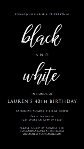 Digital Black and White Party Invitation, Classy Elegant Theme, Corjl Editable, Evite, Adult Celebration, Electronic Invitation SMS Invite design preview