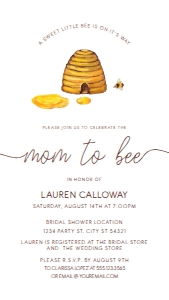 MomtoBeeCell: Digital Mom to Bee Baby Shower Invitation with a Watercolor Texture Corjl Editable Evite Instant Download Customizable Send via Text Message