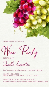 Digital Wine Tasting Party Invitation | Watercolor Wine Glass | Wine Tasting Evite | Corjl Editable | Wine Evite SMS text message invite design preview