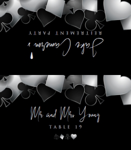 CasinoSilverescortFolded: Casino Night Place Card, Casino Table Card, Las Vegas Themed Escort Card, Black and Silver Name Card, Corjl Template, Modern Name Cards, DIY
