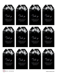 Editable Silver and Black Printable Thank You Tags, Vegas Themed Favor Tags, Casino Themed Gift Tags, Editable Favor Tags, Corjl Template design preview