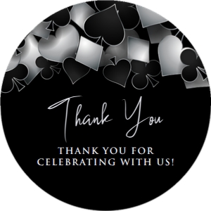 Printable Gift Tags  Silver and Black Casino Night with Hearts Spades Clubs Diamonds Customizable Editable Corjl Template Vegas Birthday design preview
