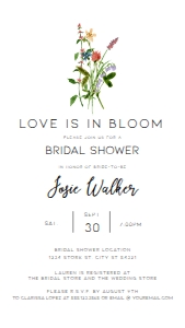 Love is in Bloom Boho Bridal Shower Invitation, Bohemian Invitation, Wildflower Bridal Shower Invitation, Instant Download, Edit with Corjl design preview