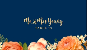 Editable Orange and Navy Escort Card, Place Card Template, Garden Bridal Shower Place Card, Name Card, Printable Place Cards, Corjl Template design preview