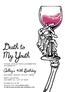 RIP 20s Printable Death to My Twenties Black White Invites Editable Death to my 20s Invitation Adios to my 20s Death to Youth Corjl Template design preview