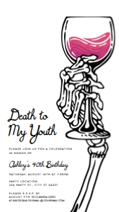 20sDeathToCellSeven: Digital Evite Invitation Death to Your Twenties Party Invitation Evite Text Invitation Adult Birthday Smartphone SMS Corjl Template