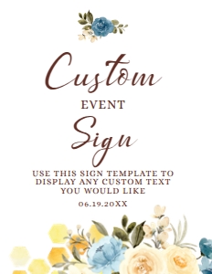 BeeFloralCustomSign8x11: Bee Custom Sign, Honeybee Editable Sign Template Printable Shower Sign, Edit with Edit with Corjl Online Bridal Shower Baby Shower