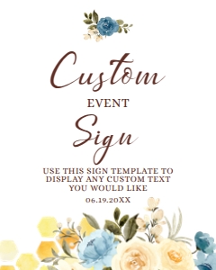 BeeFloralCustomSign16x20: Bee Custom Sign, Honeybee Editable Sign Template Printable Shower Sign, Edit with Edit with Corjl Online Bridal Shower Baby Shower