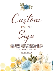BeeFloralCustomSign18x24: Bee Custom Sign, Honeybee Editable Sign Template Printable Shower Sign, Edit with Edit with Corjl Online Bridal Shower Baby Shower