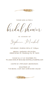 Editable Charming Country Wheat Bridal Shower Invitation Party Evite Text Invitation Electronic Smartphone Invitation Corjl Template SMS design preview