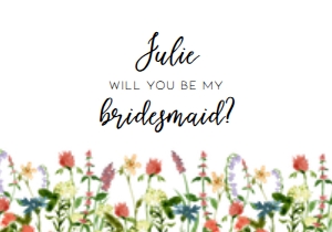 BotanicalFloralBridesmaidCard: Printable Boho Wildflower Bridesmaid Card  Instant Download Bridal Shower Proposal Maid of Honor card Template Corjl Template