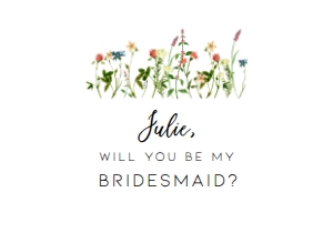 BotanicalFloralBridesmaidCardTwo: Printable Minimalist Wildflower Bridesmaid Card  Instant Download Bridal Shower Proposal Maid of Honor card Template Corjl Template