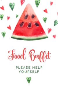 WatermelonfoodSign4x6: Editable Food Signs, Food Labels, Watermelon Heart Themed Food Sign and Labels, Summer Party, Corjl Template, Instant Download, Printable