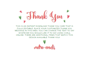 Editable Melon Thank You Card, Custom Thank You Card, Instant Download, Corjl Template, Printable Thank You Card, Watermelon Thank You Cards design preview