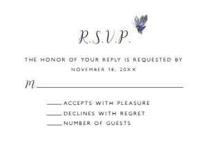 Blue Butterfly rsvp card, Blue RSVP Card, RSVP Card Template, RSVP Postcard, Instant Download, Corjl Template, Enclosure Card, rsvp card design preview