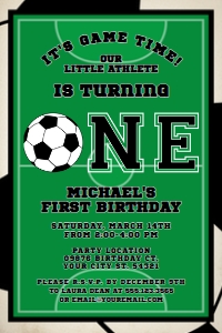 Soccer First Birthday Invitation, Sports Birthday Invite, Boys Party Invitations, Football Theme, Printable Invitations, 1st Birthday design preview