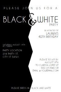 ModernBlackWhiteInvite4x6: Stylish Black and White Party Invitations, Adult Party Invitation, Black and White Party, Instant Download, Corjl Template, Printable Invite