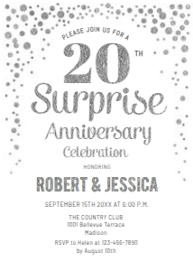 20th Surprise Wedding Anniversary White Silver: 745681724