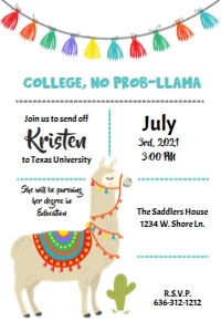 Llama College Send Off design preview