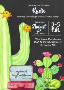 Cactus Graduation Send Off Invitation design preview