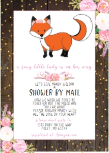 fox rustic floral: Fox Rustic Floral Baby Shower Invite