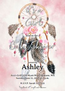 BoHo Floral Dreamcatcher Baby Shower design preview