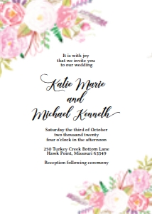 Watercolor floral wedding invitation: Watercolor Floral Wedding Suite