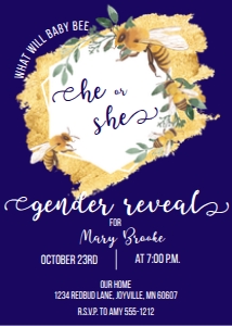 Navy Bee Frame Gender Reveal design preview