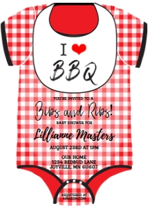 baby q onesie bib: bibs and ribs onesie invite