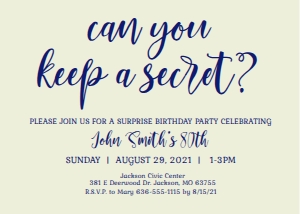 80th Surprise Party Invite: Surprise Party Invite
