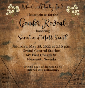 Rustic Diaper Gender Reveal design preview