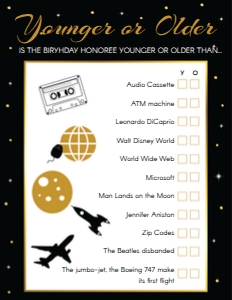 Younger or older game - Classic: 50th Birthday Party Bundle