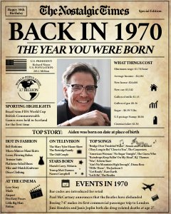Back in 1970 | Birthday Newspaper Poster design preview