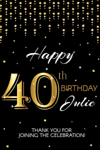 Party Sign 24x36 Inch - 40th Birthday - Classic: 40th Birthday Party Bundle