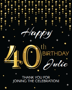 Party Sign 16x20 Inch - 40th Birthday - Classic: 40th Birthday Party Bundle