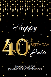 Party Sign 20x30 Inch - 40th Birthday - Classic: 40th Birthday Party Bundle