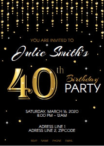 40th Birthday Invitation: Invitation - 40th Birthday - Classic