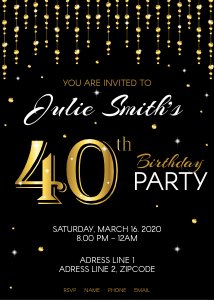 Invitation - 40th Birthday - Classic design preview