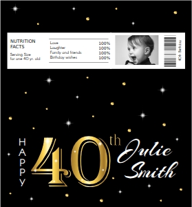 Candy Bar Wrapper - 40th Birthday - Classic: 40th Birthday Party Bundle