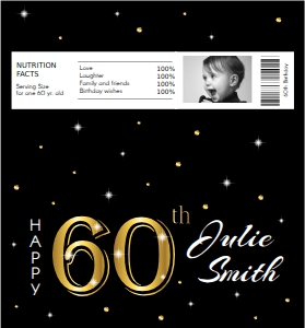 Candy Bar Wrapper - 60th Birthday - Classic: Candy Bar Wrapper - 60th Birthday - Classic