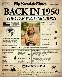 Back in 1950 | Birthday Newspaper Poster design preview