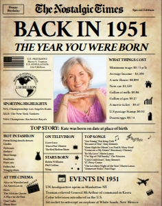 Newspaper Poster 11x14 - Back in 1951: Newspaper Poster - Back in 1951 - The Nostalgic Times